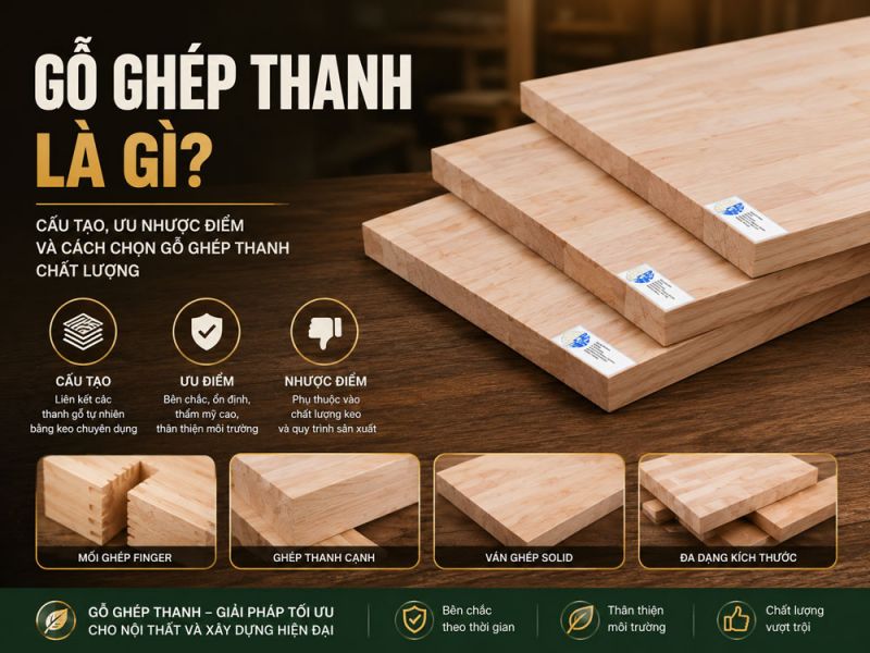 Gỗ ghép thanh là gì? Cấu tạo, ưu nhược điểm và phân loại